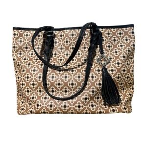 Brighton Araceli Tan & Black Carry-all Tote w/ Tassel & Charm